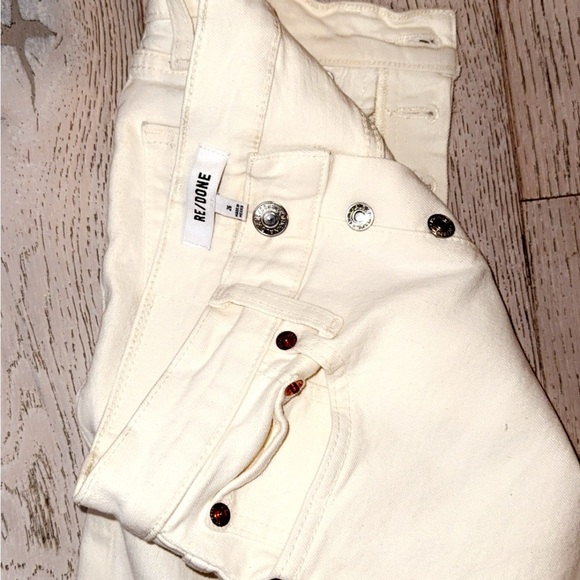 NWOT RE/Done 90’s High Rise Ankle Crop Denim Jeans Vintage White/Cream Size 26 - Picture 11 of 14